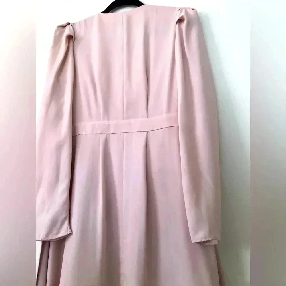 Pink Express Puff sleeve wrap tie dress- size S - Picture 3 of 7